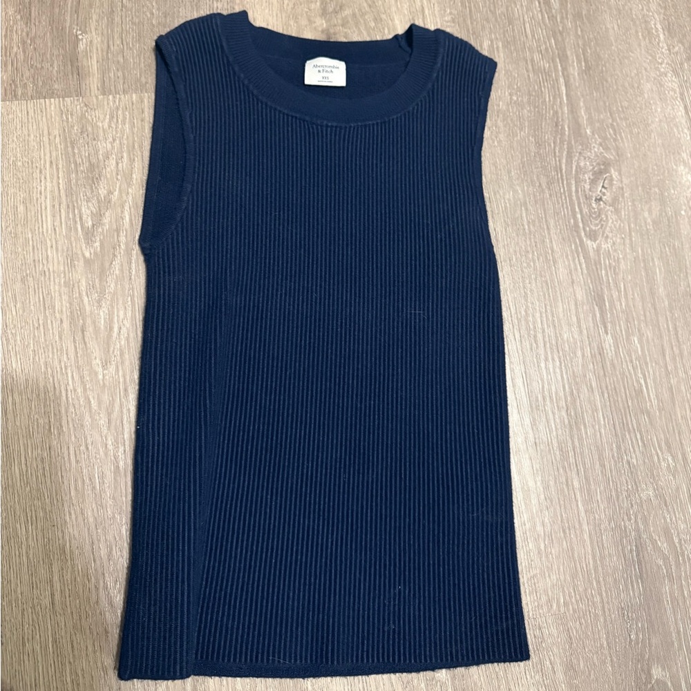 Abercrombie & Fitch Navy Ribbed Crew Neck Tank